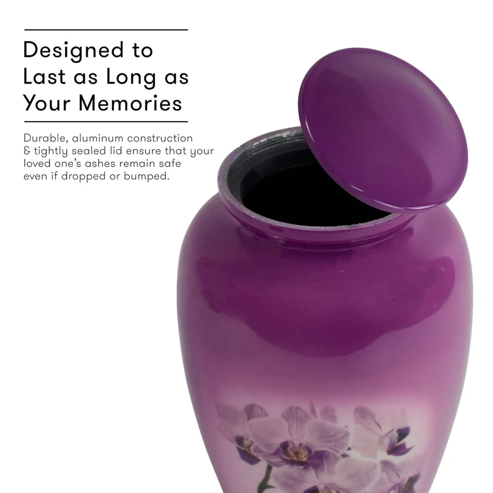 Cremation Urns Large for Ashes Blessing Purple Orchids Urn - Image 2 of 4