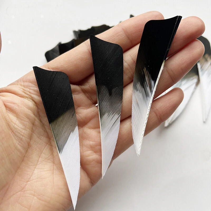 50 PCS 3INCH Shield Gradient Black Archery Arrow Feathers Fletchings RW LW - Image 3 of 4