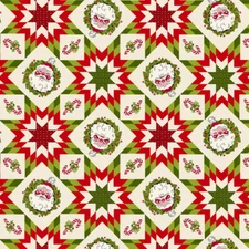 RETRO VINTAGE MY CHILDHOOD CHRISTMAS SANTA PATCHWORK HENRY GLASS FABRIC HALF YD
