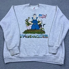 VTG Americas Finest Farmers Graphic Crewneck Sweatshirt XL 90s USA Made Midwest
