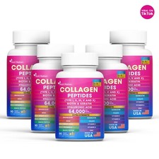 Collagen Peptides Pills 1000mg Hydrolyzed Anti Aging Capsules Types I,II,III,V,X