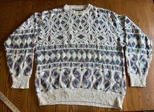 vtg 2XL XXLT Shenandoah MADE IN USA aztec coogi multicolor knit sweater tall 80s
