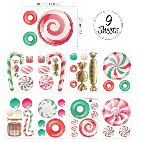 Christmas Window Clings Christmas Decorations Peppermint Candy and Sweets - Bild 4 von 6