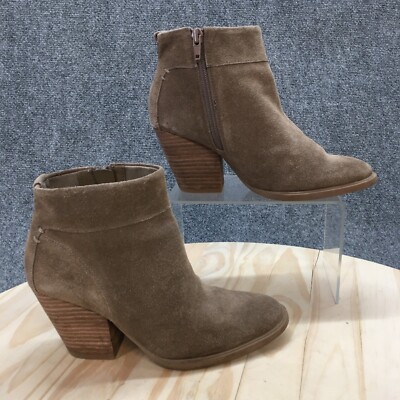 Steve Madden Ankle Boots Womens 6.5M Brown Faander Side Zip Block Heels Leather