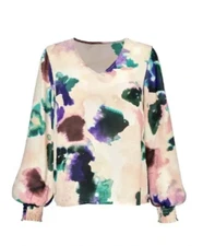 NEW~Women's Cabi #4341 Mystic Blouse in Aurora Floral Watercolor Size Small