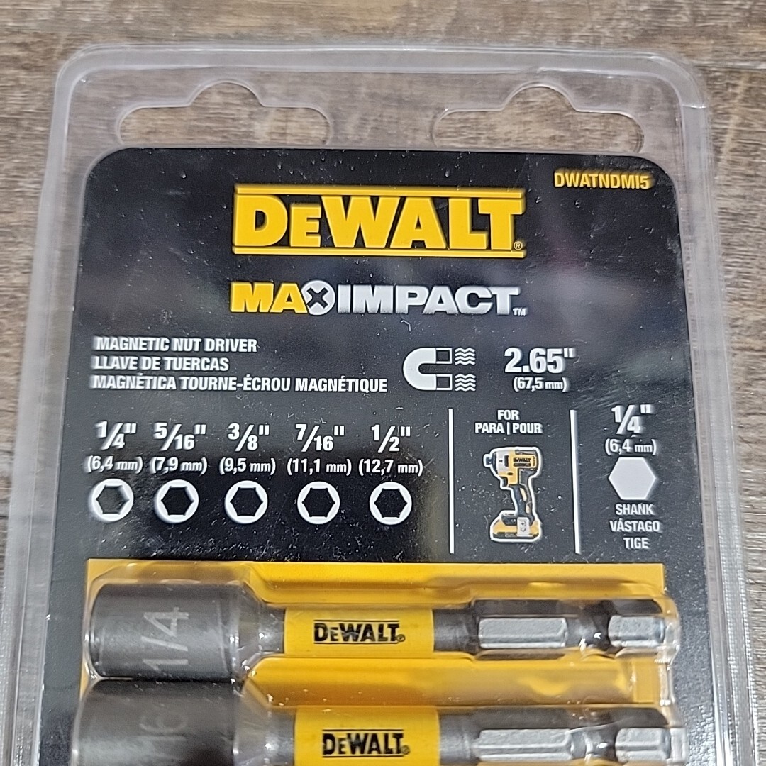 DeWALT DWATNDMI5 PC MAX IMPACT MAGNETIC NUT DRIVER SET 1/4,5/16
