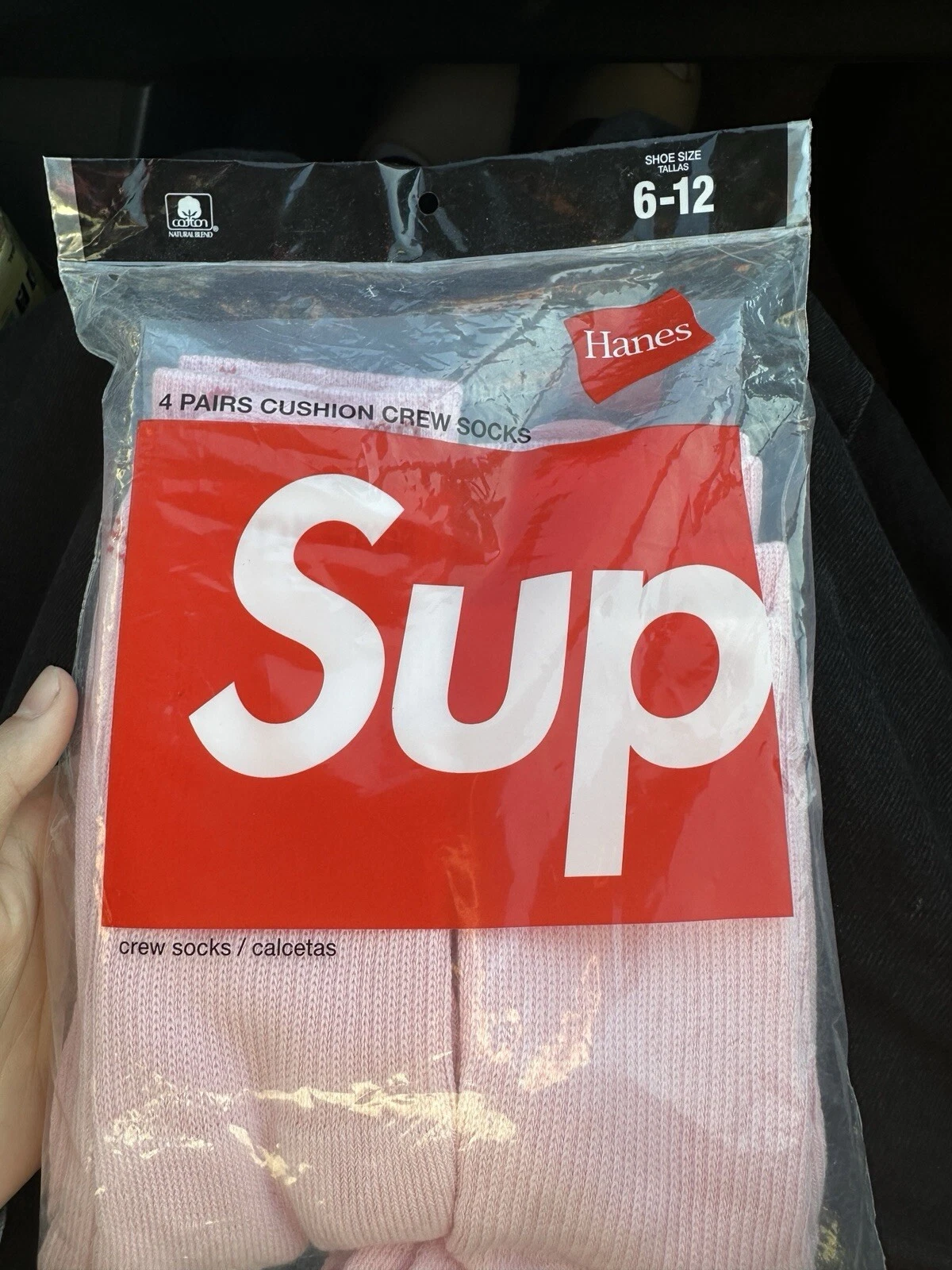 Pink Supreme Crew Socks Size 4 Pack! Size 6 12