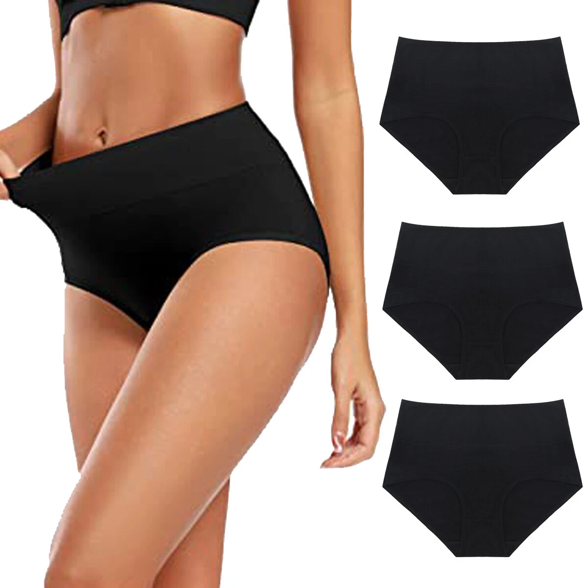  Black Underwear Women Black Cotton Womens High