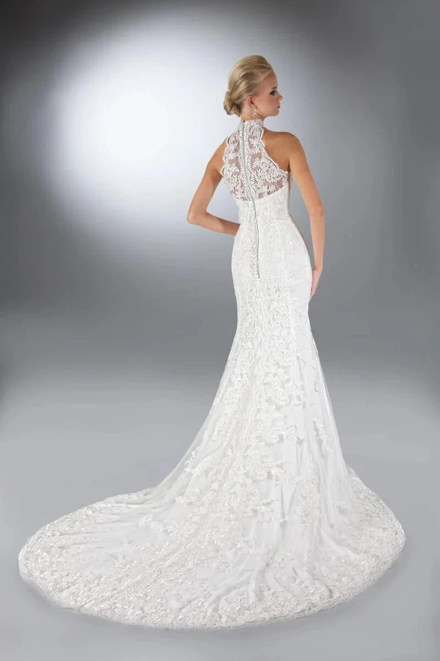 Vestido de novia DaVinci marfil encaje tul talla 14 $2783 Foto 2 de 4