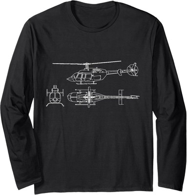 Bell 407 helicopter pilot or crew gift idea for aviation Long Sleeve T-Shirt
