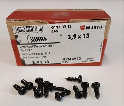 100 x WURTH Pfannenkopf Schraubschraube, C-Form mit H Einbaukopf - 3,9 mm x 13 mm