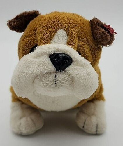 Ganz Lil Kinz Bulldog Stuffed Plush Tan White HS126 Skull Crossbones Ear Tag - Picture 2 of 8