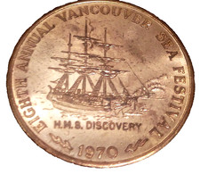 1970 Canada British Columbia eighth Vancouver Sea Festival dollar $1 token
