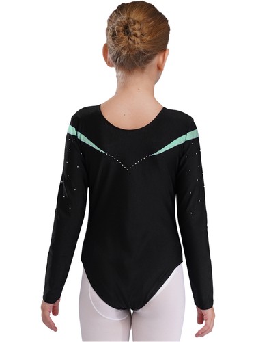 UK Girls Gymnastics Leotards Long Sleeve Ballet Dance Athletic Workout Bodysuit - Picture 28 of 56