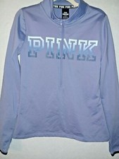 Victoria Secret PINK ULTIMATE Half ZIP PULLOVER THUMBHOLE M Blue Jacket Logo NEW