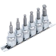 Bit-Einsatz-Satz Innensechskant mit Kugelkopf 3-8 mm, Antrieb (3/8"), 6-tlg.