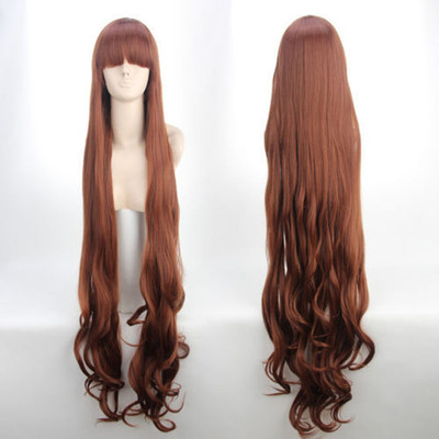 Hot Japan Anime Long Curly brown Cosplay Wig 120cm