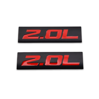 2x Black&Red Metal 2.0L Emblem Car Badge Racing Sport Replacement Sticker Decal