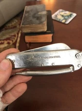 Vintage TELO Stainless Sailors Pocket Rigging Knife W/Marlin Spike Japan