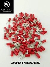 (200 PCS) 22-18 AWG #10 STUD NYLON FORK SPADE TERMINAL ELECTRICAL CONNECTOR