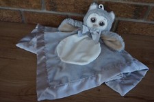 SECURITY Blanket BEARINGTON Baby GRAY White OWL Satin Plush Lovey Cuddle Toy