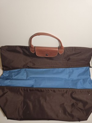 Longchamp Le Pliage Expandable Nylon Tote Brown And Blue