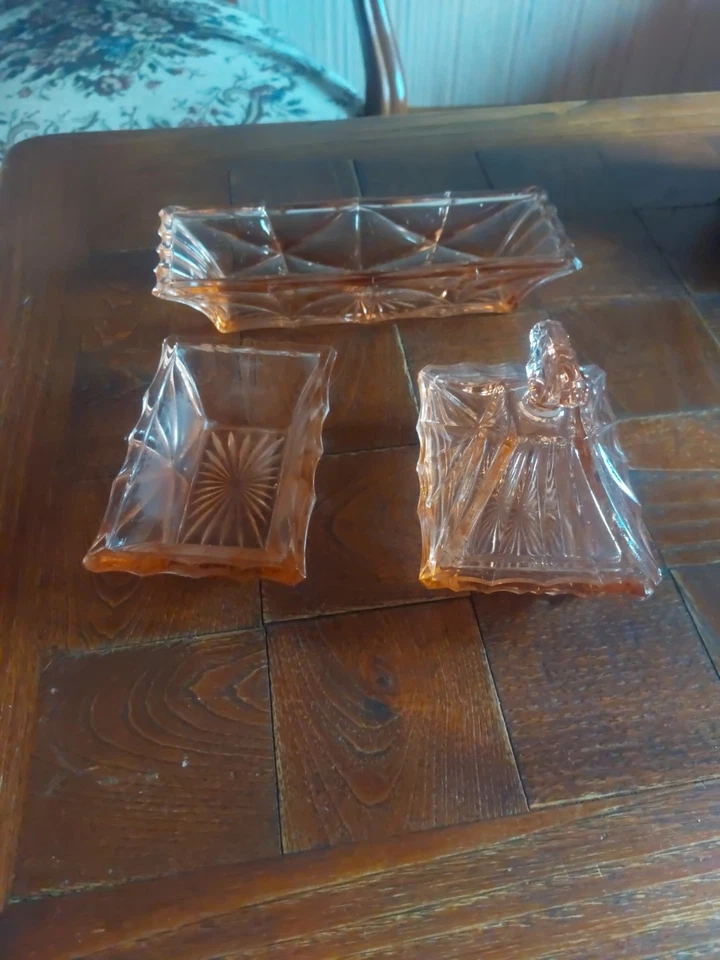 Set de salle de bain Vintage En Verre Rose Shabbychic - Photo 1/1