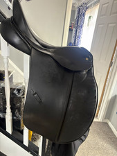 SLK Dressage Saddle 17 1/4" Black Leather Horse Riding Saddle M+W 17 1/4 B