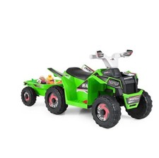 2 in 1 Kids Ride On ATV with Removable Trailer, 6V Electric Quad for Toddlers Ag