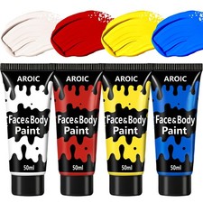4 Colors Face Body Paint, 6.76 oz Kids Water Based Face Painting