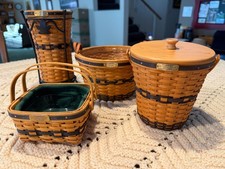 Lot of 4 Longaberger J.W. Collection Miniature Baskets 2001, 2002, 2003 EUC