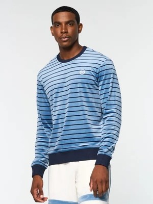 NWT SERGIO TACCHINI VELOUR MEN'S SIZE XL FOGGIA SWEATSHIRT STRIPED BLUE