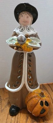 Blue Sky Clayworks Pilgrim Boy Candleholder 2010 Heather Goldminc 11.75'' tall
