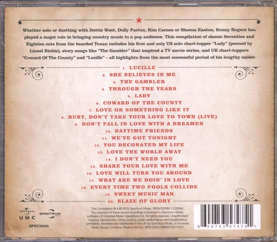 Kenny Rogers Lucille: Die Sammlung CD Europa Spectrum Musik 2015 SPEC2023 - Bild 2 von 3