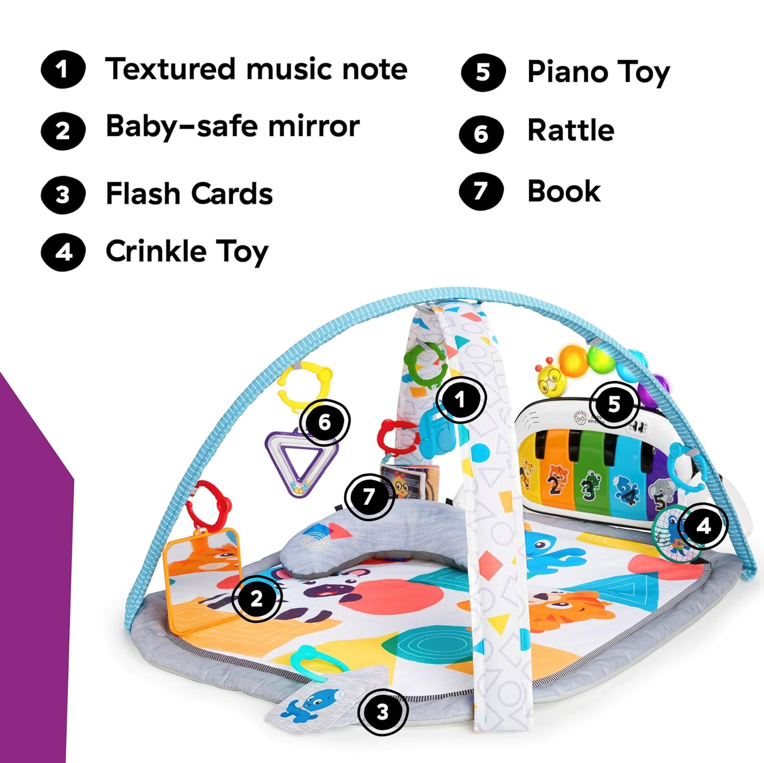 4-In-1 Kickin' Tunes Music and Language Play Gym and Piano Tummy Time Activity M