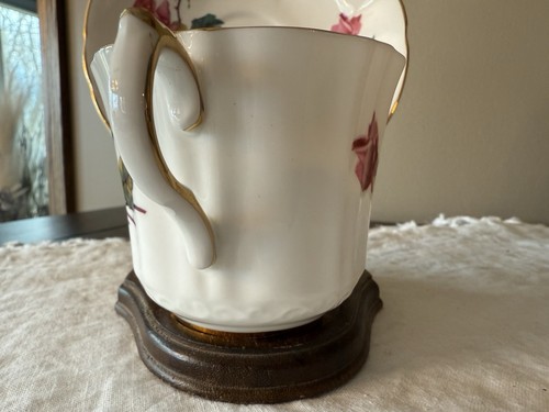 Set tazze e piattini vintage Royal Eton Staffordshire X2233/3 rose rosa osso Cina - Foto 6 di 18