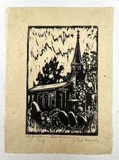 Antique James Kirk Merrick Woodblock St Joseph’s on Brandywine 9x6 Vintage Print
