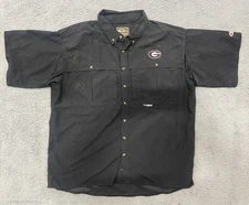 Drake Short Sleeve Vented Button Up Shirt Mens Sz XXL UGA Georgia Bulldogs Black