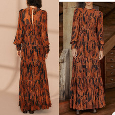 Farm Rio Giraffes Puff Sleeve Maxi Dress XS