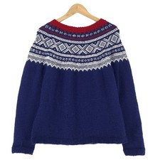 Nordic Vintage Fair Isle Wool Pullover Warm Long Sleeve Size S