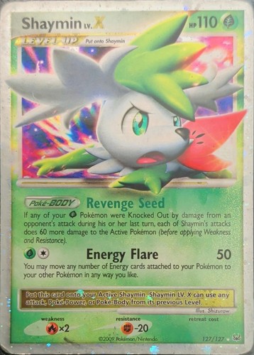Shaymin Lv.X (Sky Forme) 127/127 Platinum Holofoil Ultra Rare HP Pokemon