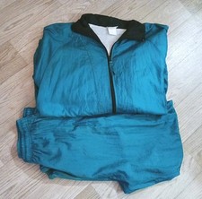 Women's Vintage Tracksuit Jogging Suit 2 Pc Blue Green / Basic Editions / EXLG