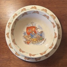 Royal Doulton Bunnykins 1936 Fine Bone China Nursery Dinner Plate and Bowl