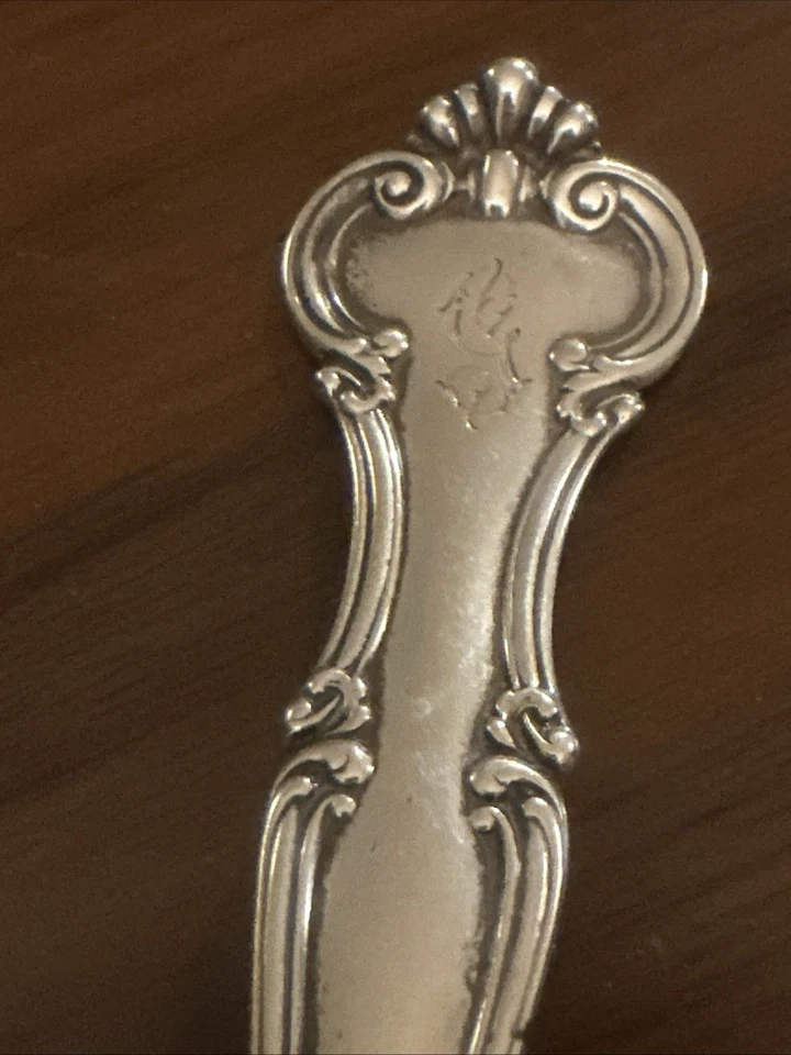 Colher de servir antiga de 1800 GORHAM prata esterlina 8,75” Fleur de Lis Cromwell - Imagem 3 de 4