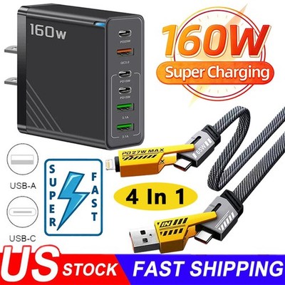160W Super Fast Charging USB Type C Wall Charger For iPhone 17e 16 15 ProMax 14 