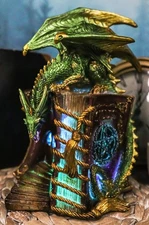 Fantasy Pentagram Green Dragon of Bibliography On Spells Book With LED Figurine