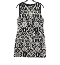 Alice & Olivia Metallic Floral-jacquard Sheath Dress Black White Size 4