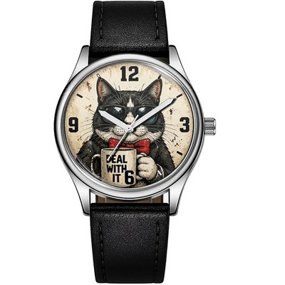 Lustige bunte Pop Animal Art coole Katze trendige 38 mm Zifferblatt Armbanduhr