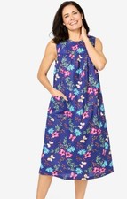 Plus Size Sleeveless Lounge Dress 4X Floral Duster / Housedress