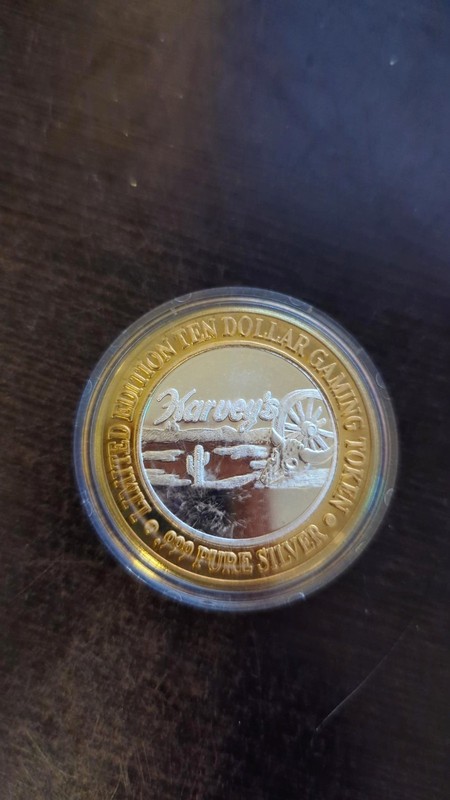 Harvey’s Lake Tahoe $10 Gaming Token .999 Silver Limited Edition Casino Chip
